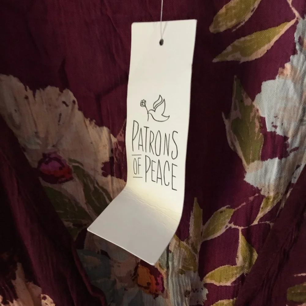 Patrons of Peace Burgundy Floral Maxi Dress - Picture 2 of 3